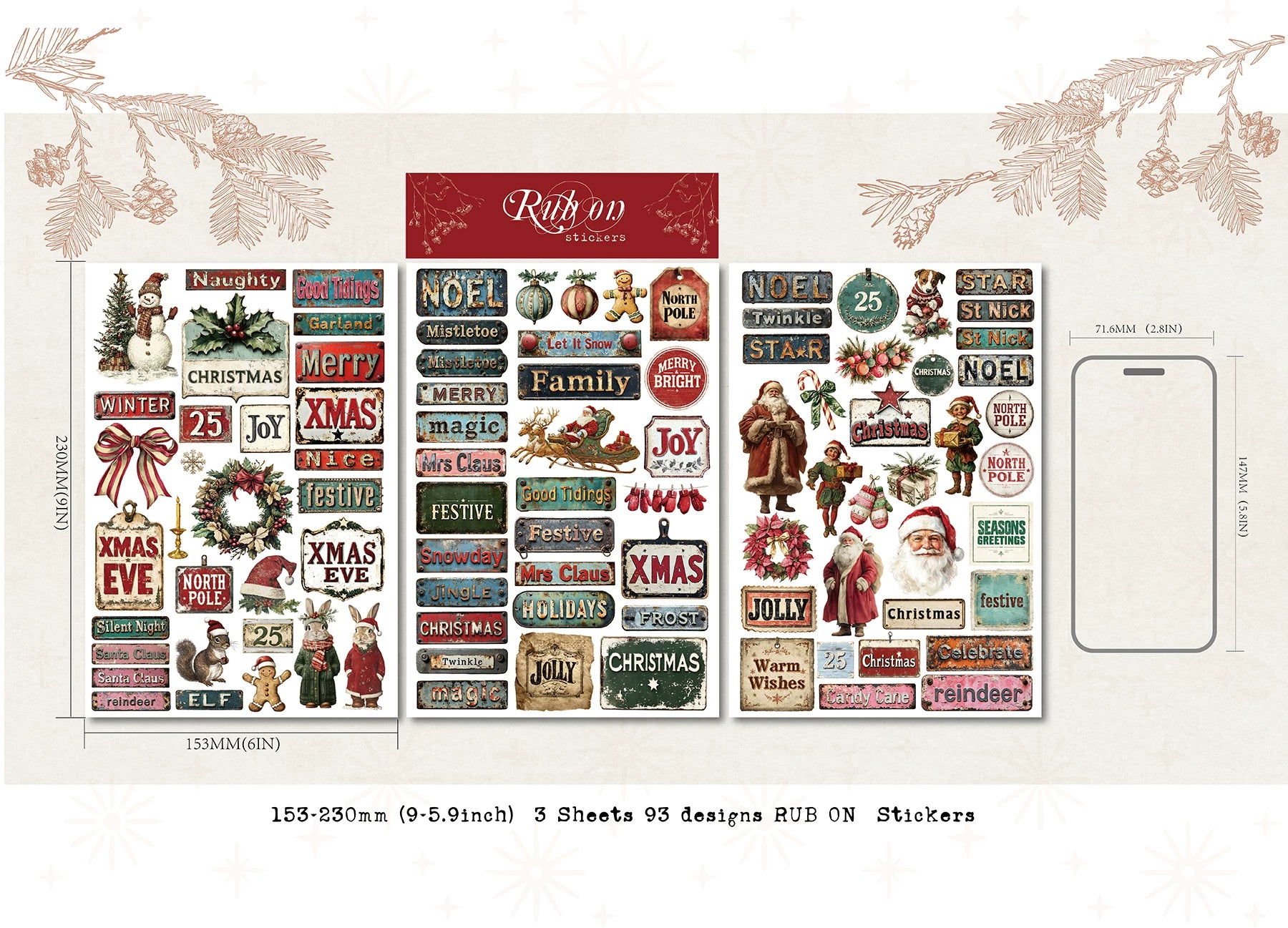 Christmas Signs Matte Rub-on Transfers