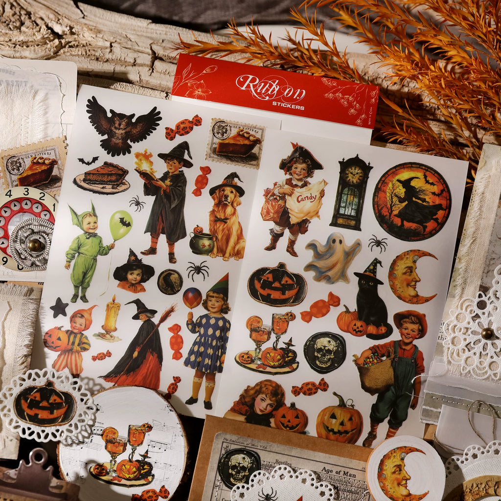 Halloween Matte Rub-on Transfers 2 Small Sheets -Pumpkin
