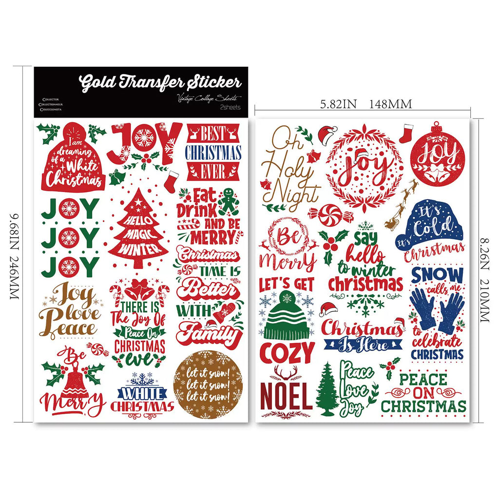 Christmas Hat Quotes UV-DTF Rub-on Stickers