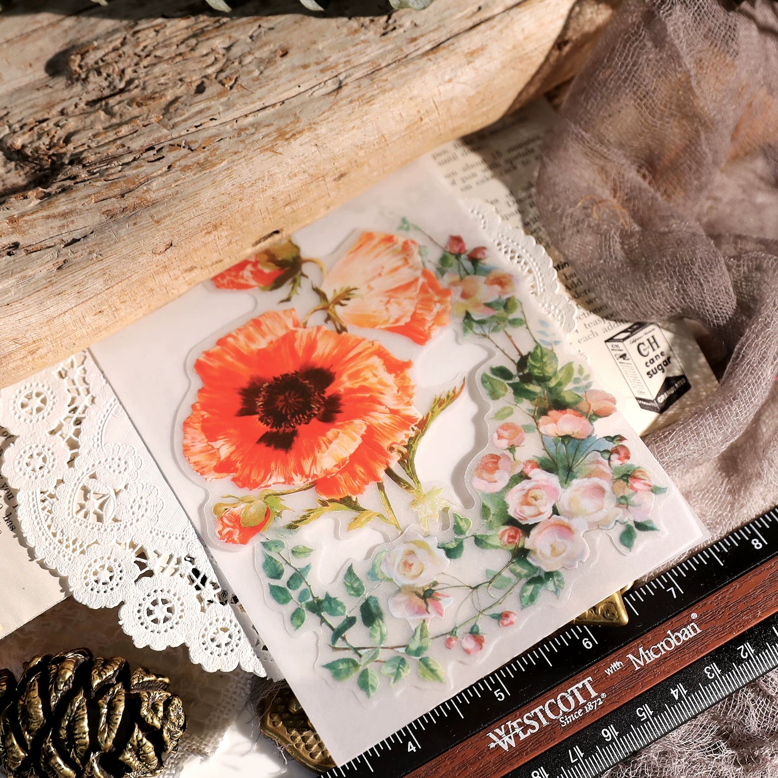 Larger Flowers Vellum Stickers