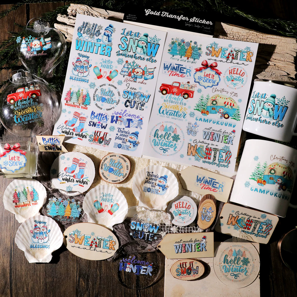 Christmas Snow UV-DTF Rub-on Stickers