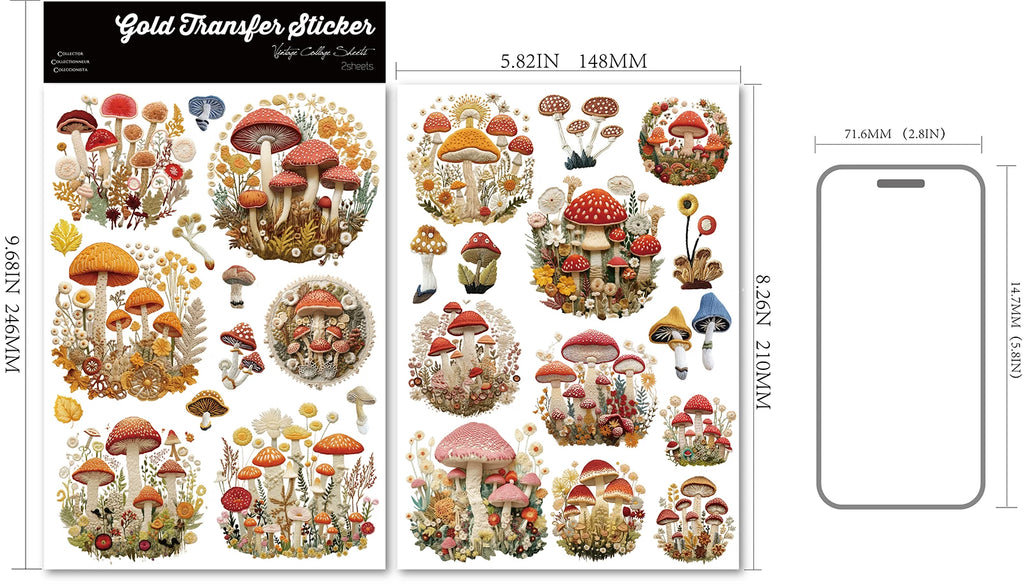 Mushrooms UV-DTF Rub-on Stickers