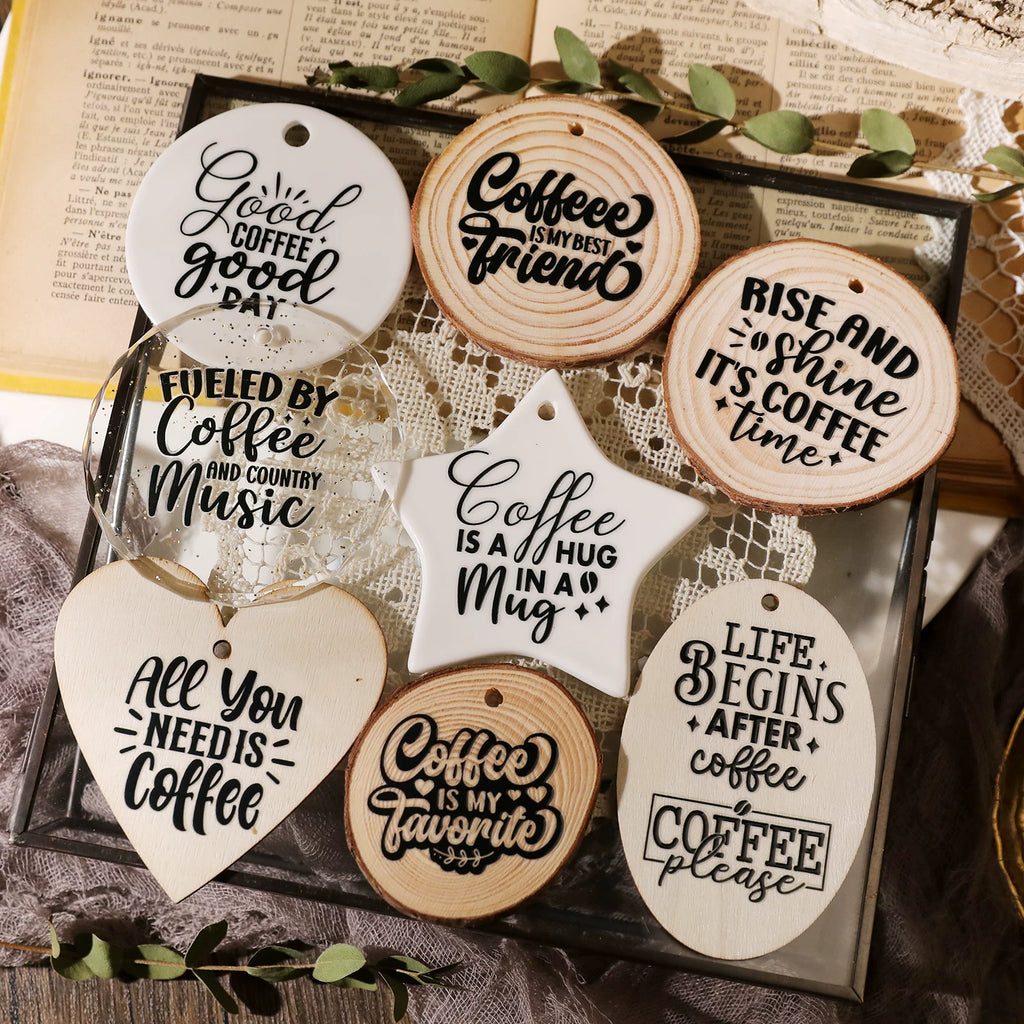 Coffee Phrases UV-DTF Rub-on Stickers