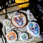 Day of the Dead Halloween Skull Matte Rub-on Transfers 2 Small Sheets