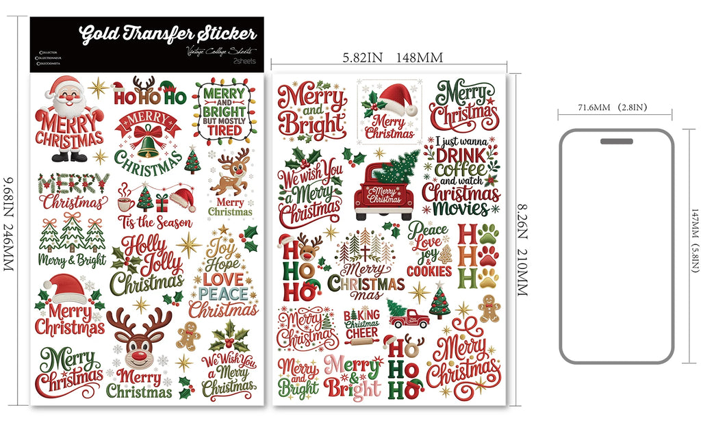 Christmas Embroidery  Quotes UV-DTF Rub-on Stickers