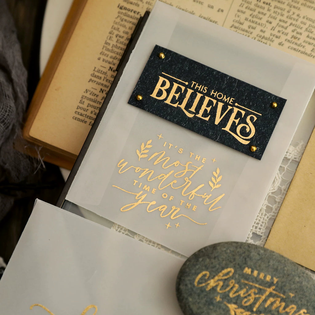 Gold Foil Christmas Rub-on Transfer Stickers