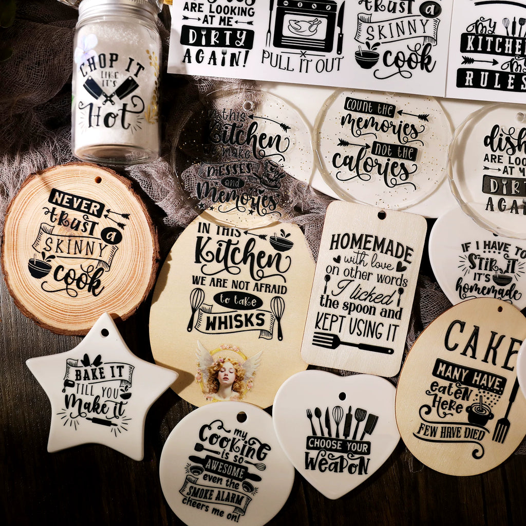 Kitchen Phrases UV-DTF Rub-on Stickers