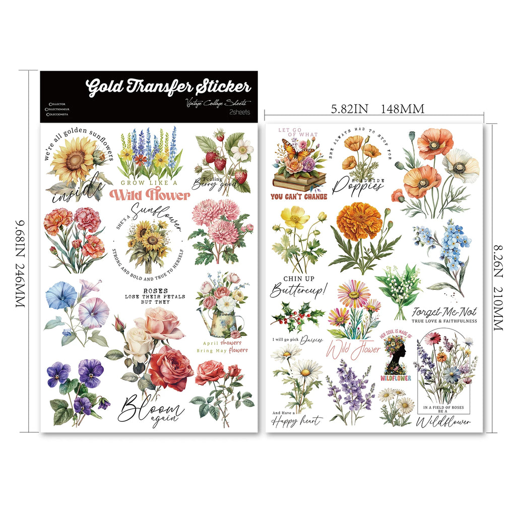 Flower Phrases UV-DTF Rub-on Stickers
