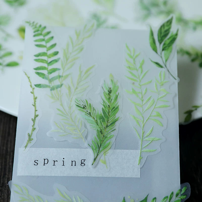 Fresh Green Leaves Vellum Stickers
