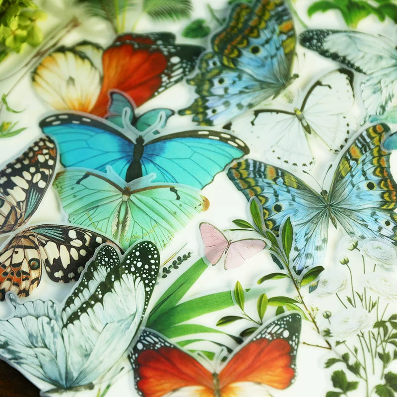 Tropical Plants and Butterflies Vellum Stickers