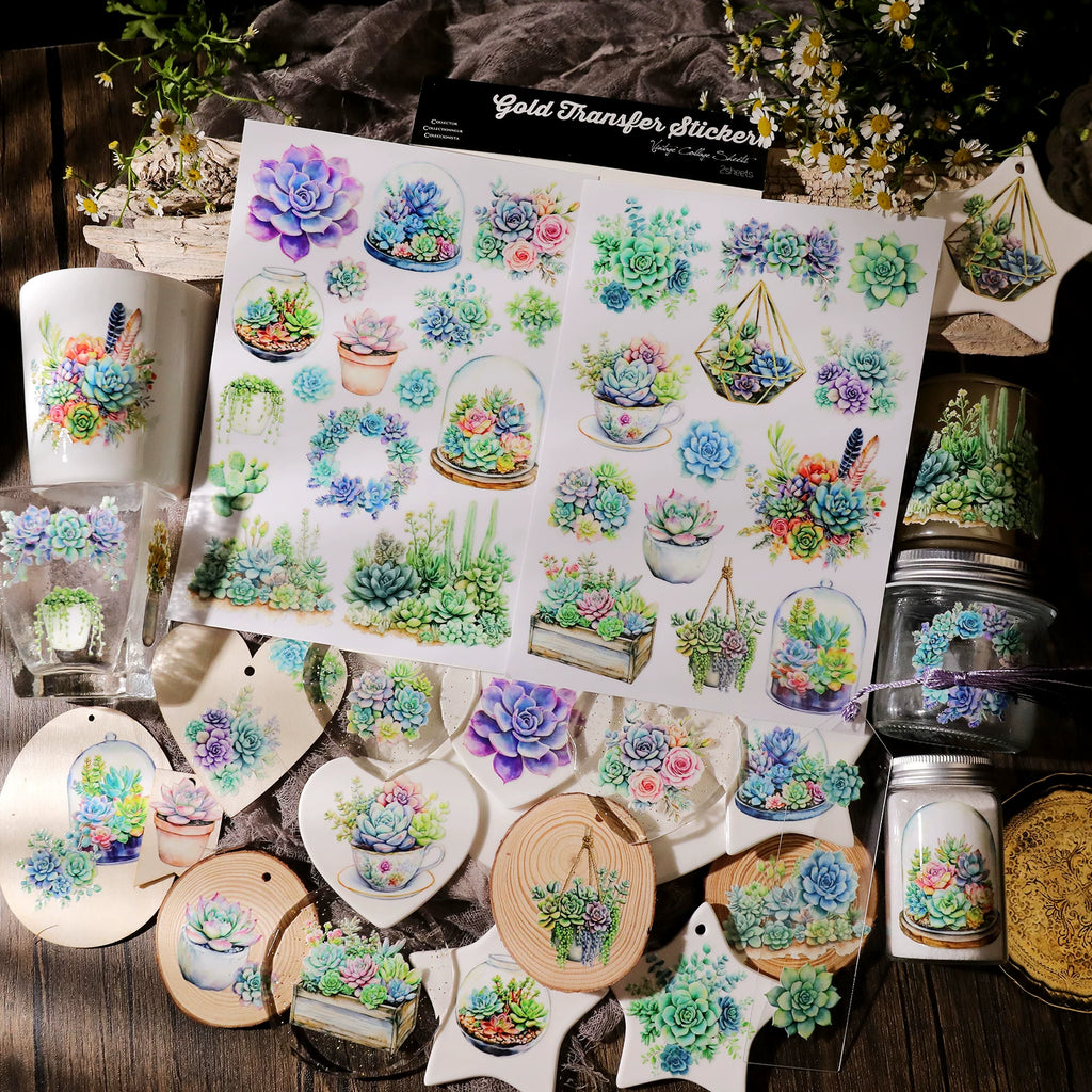 Succulents UV-DTF Rub-on Stickers