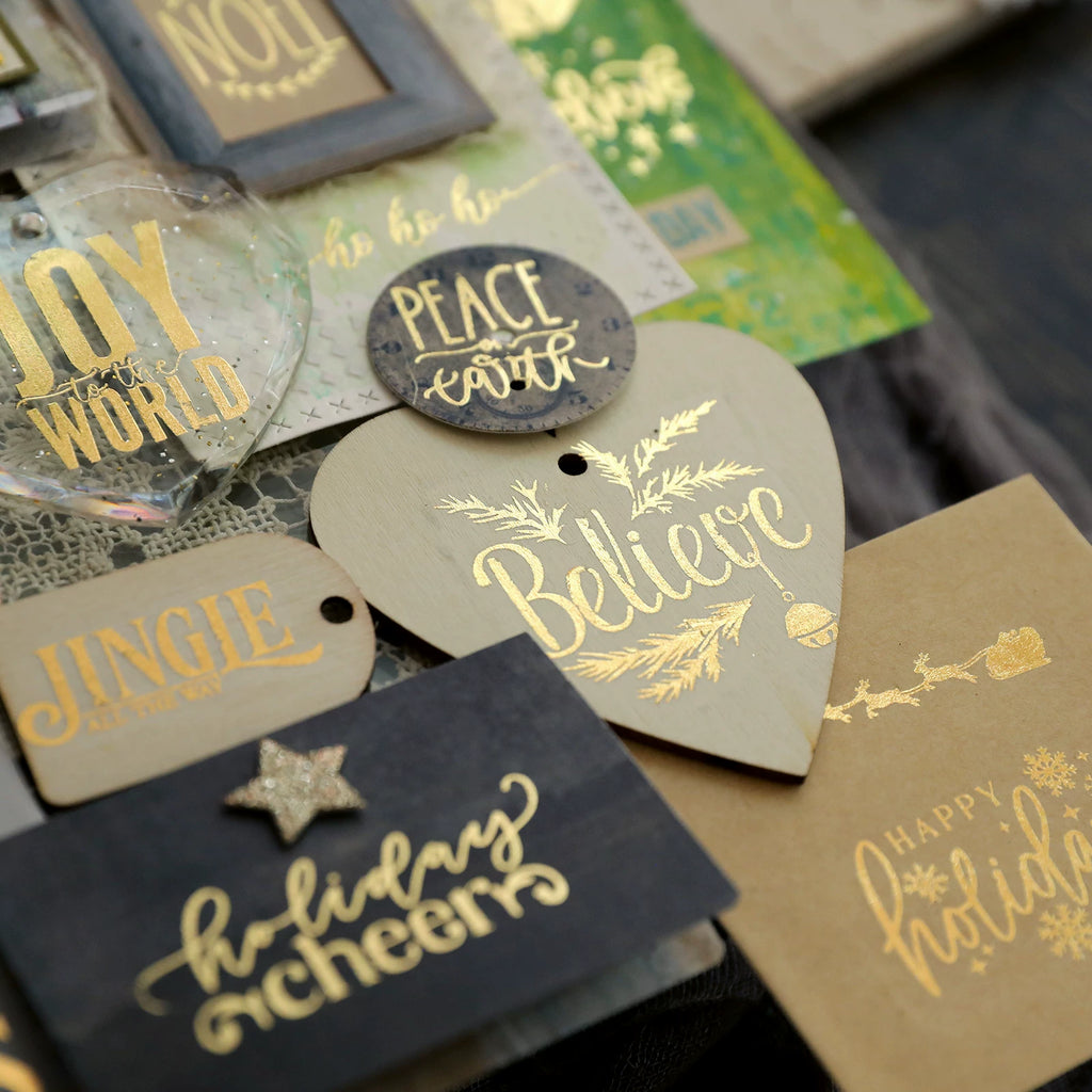 Gold Foil Christmas Rub-on Transfer Stickers