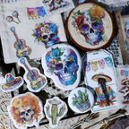 Day of the Dead Halloween Skull Matte Rub-on Transfers 2 Small Sheets