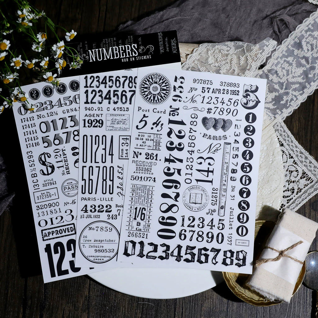 Numbers and Letters Matte Rub-on Transfers