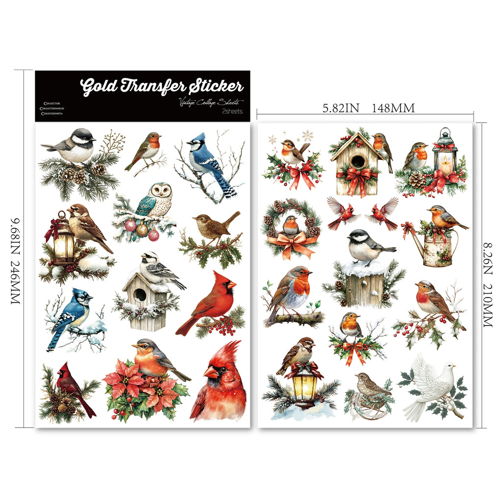 Christmas Birds UV-DTF Rub-on Stickers
