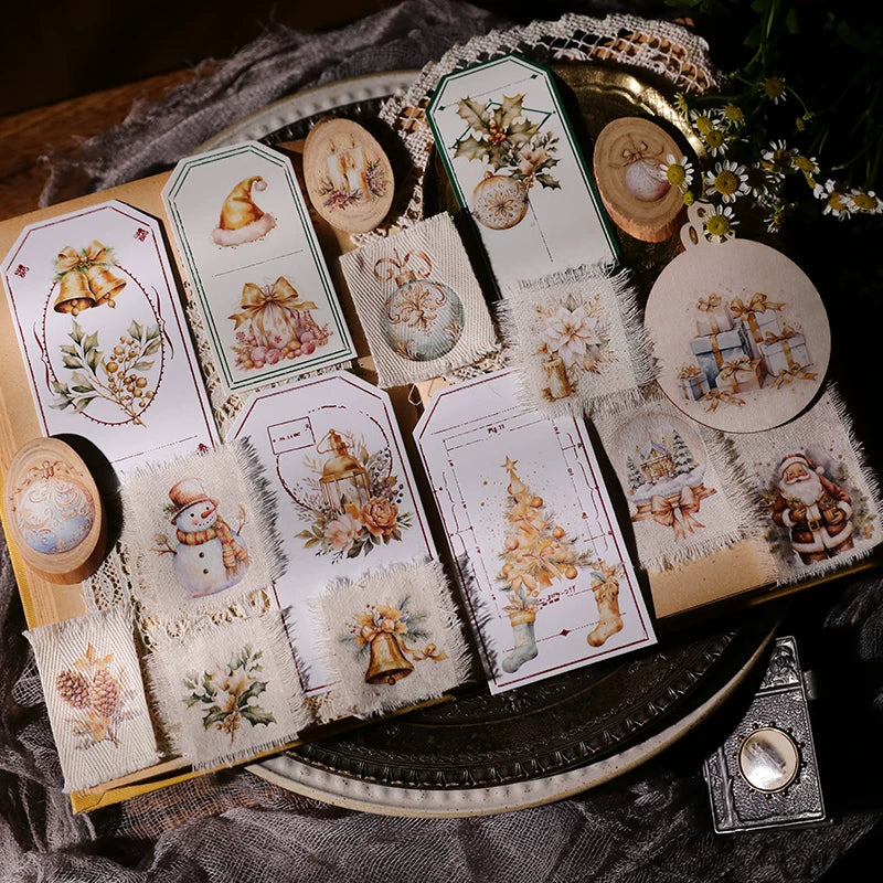 Golden Christmas Matte Rub-on Transfers 2 Small Sheets