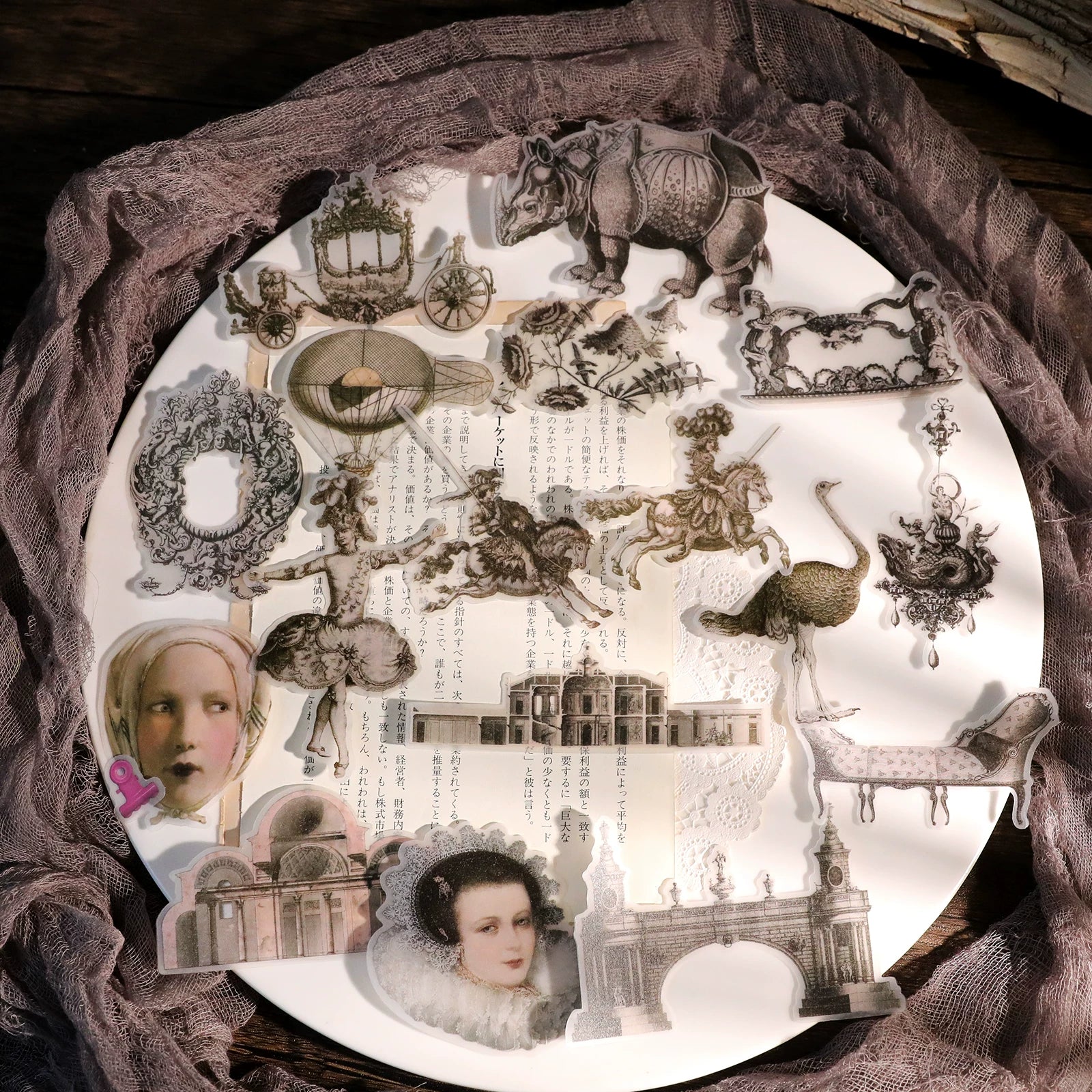 Classical Copperplate Prints Vellum Stickers