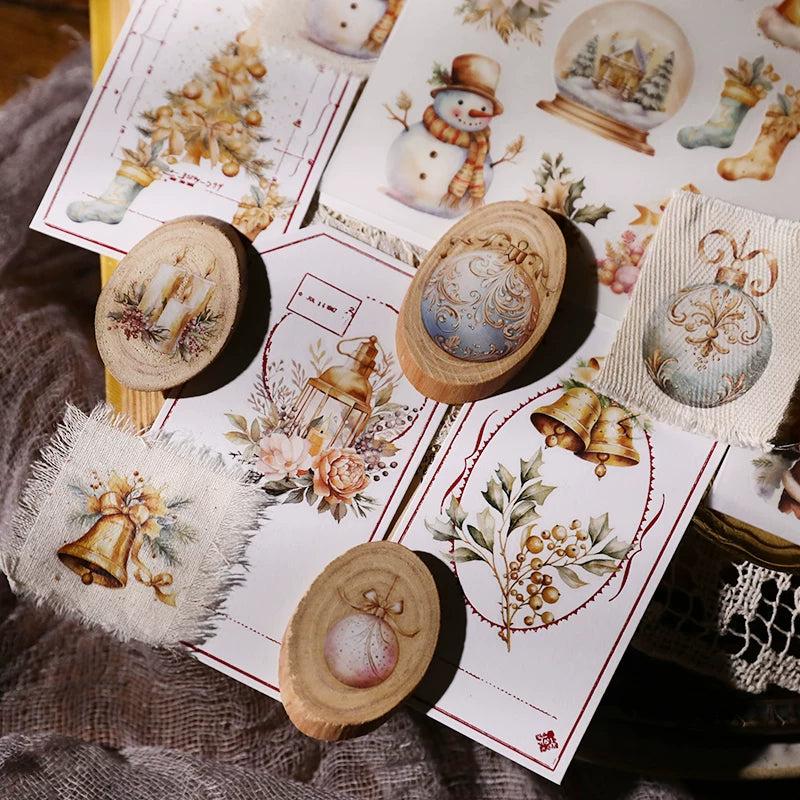 Golden Christmas Matte Rub-on Transfers 2 Small Sheets