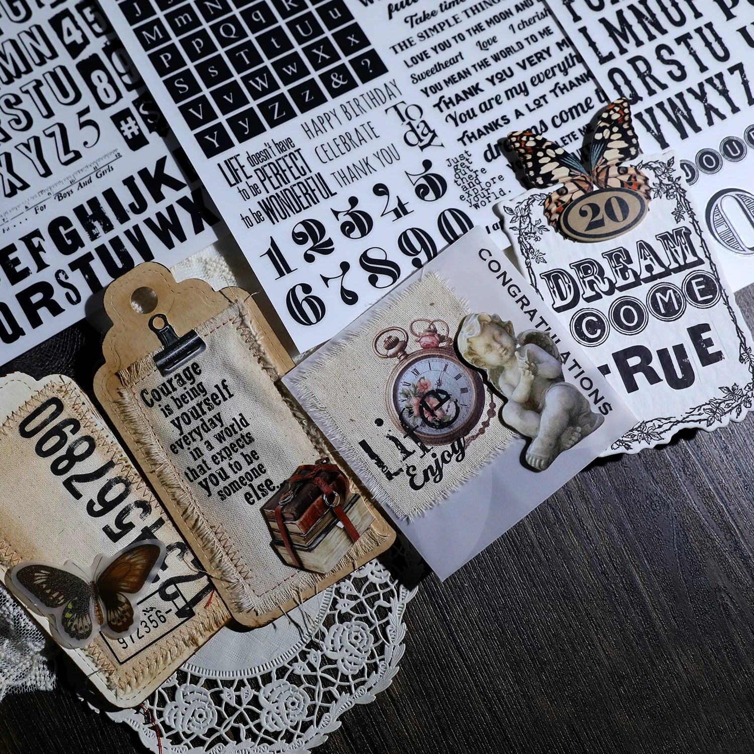 Numbers and Letters Matte Rub-on Transfers