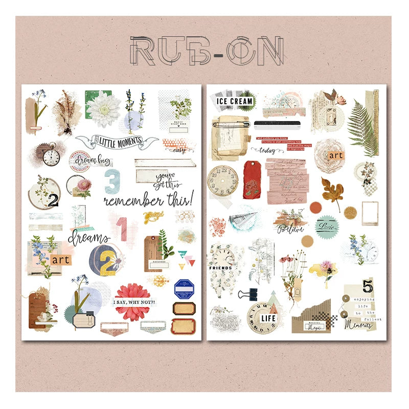 Collage Style Matte Rub-on Transfers