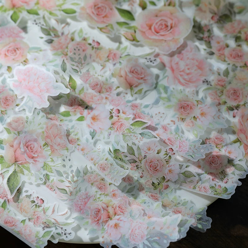 Pink Roses Vellum Stickers