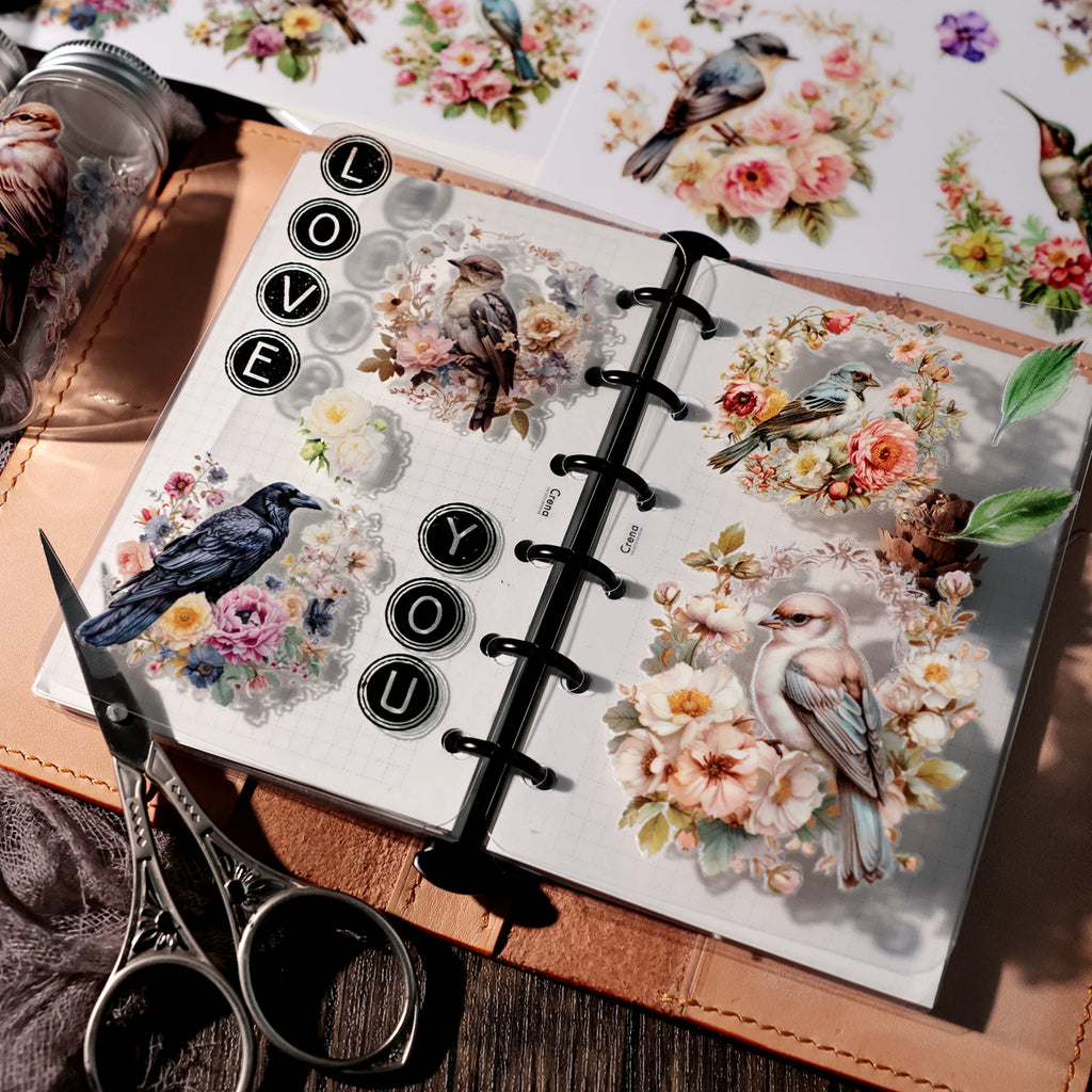 Flowers and Birds UV-DTF Rub-on Stickers