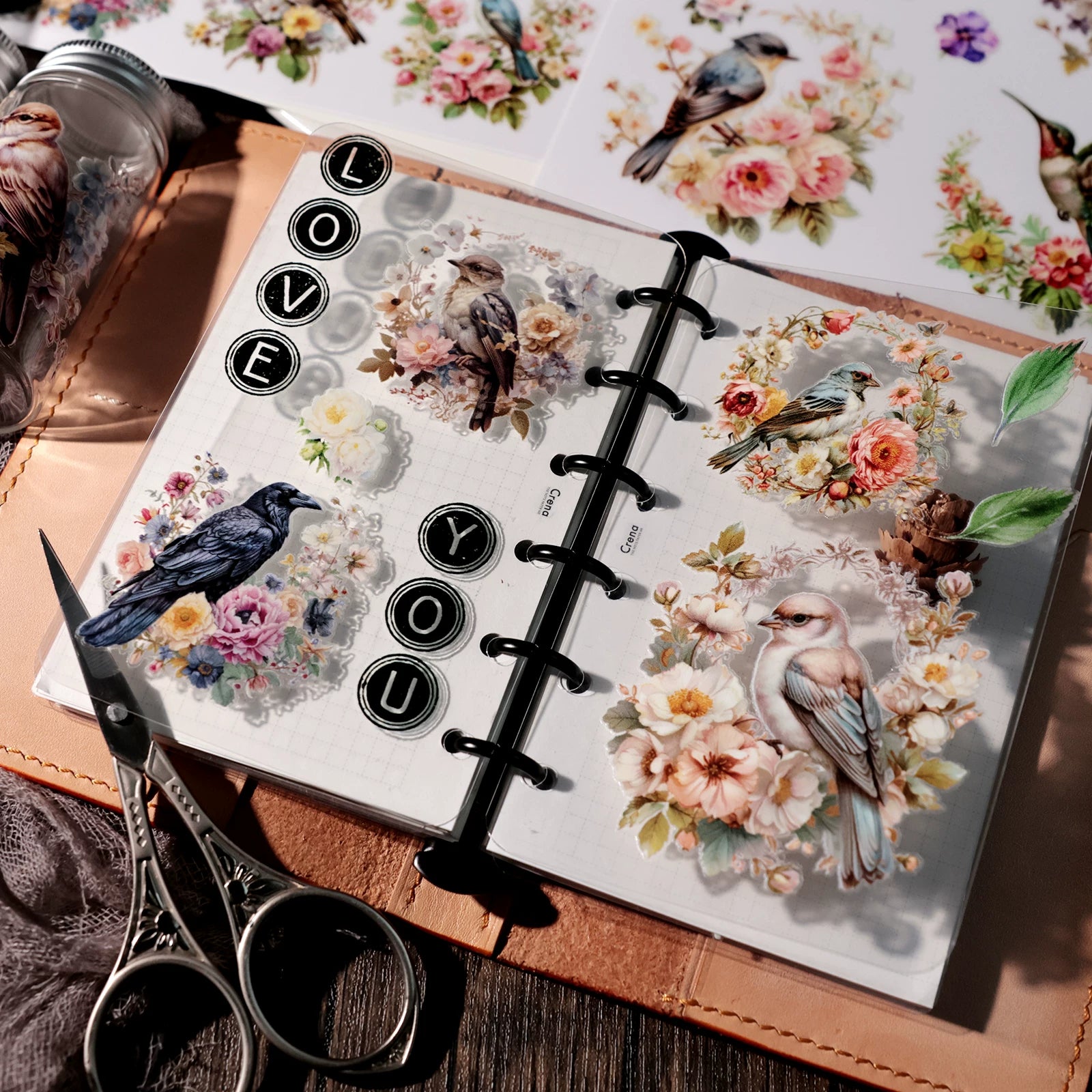 Flowers and Birds UV-DTF Rub-on Stickers