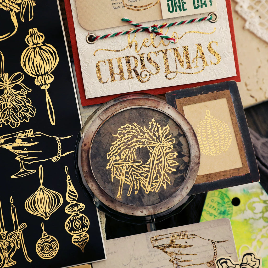 Gold Foil Christmas Rub-on Transfer Stickers