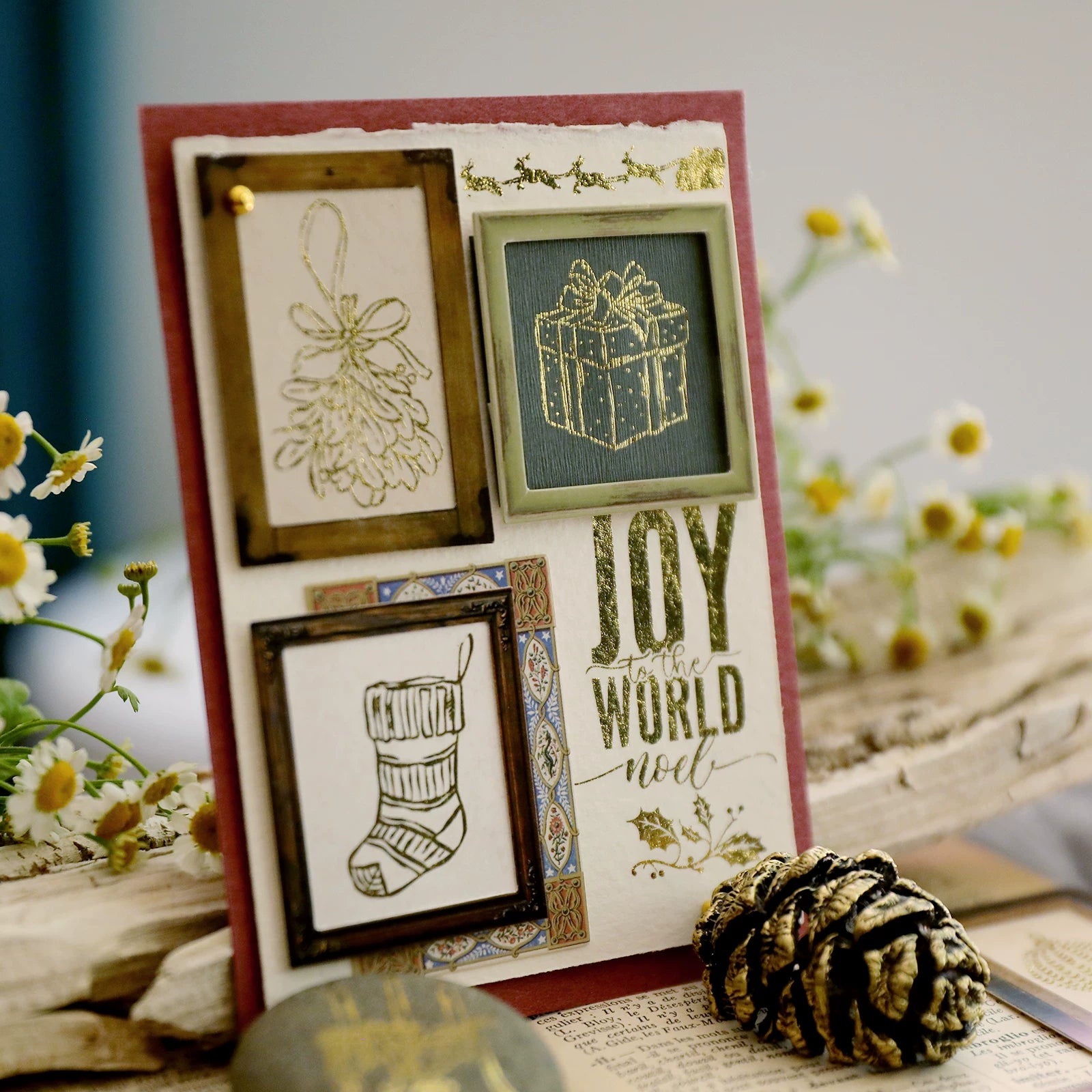 Gold Foil Christmas Rub-on Transfer Stickers