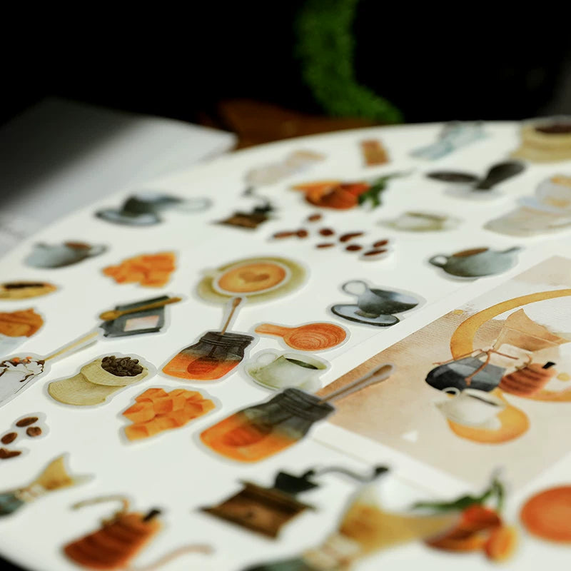 Small Coffee Ingredients Vellum Stickers