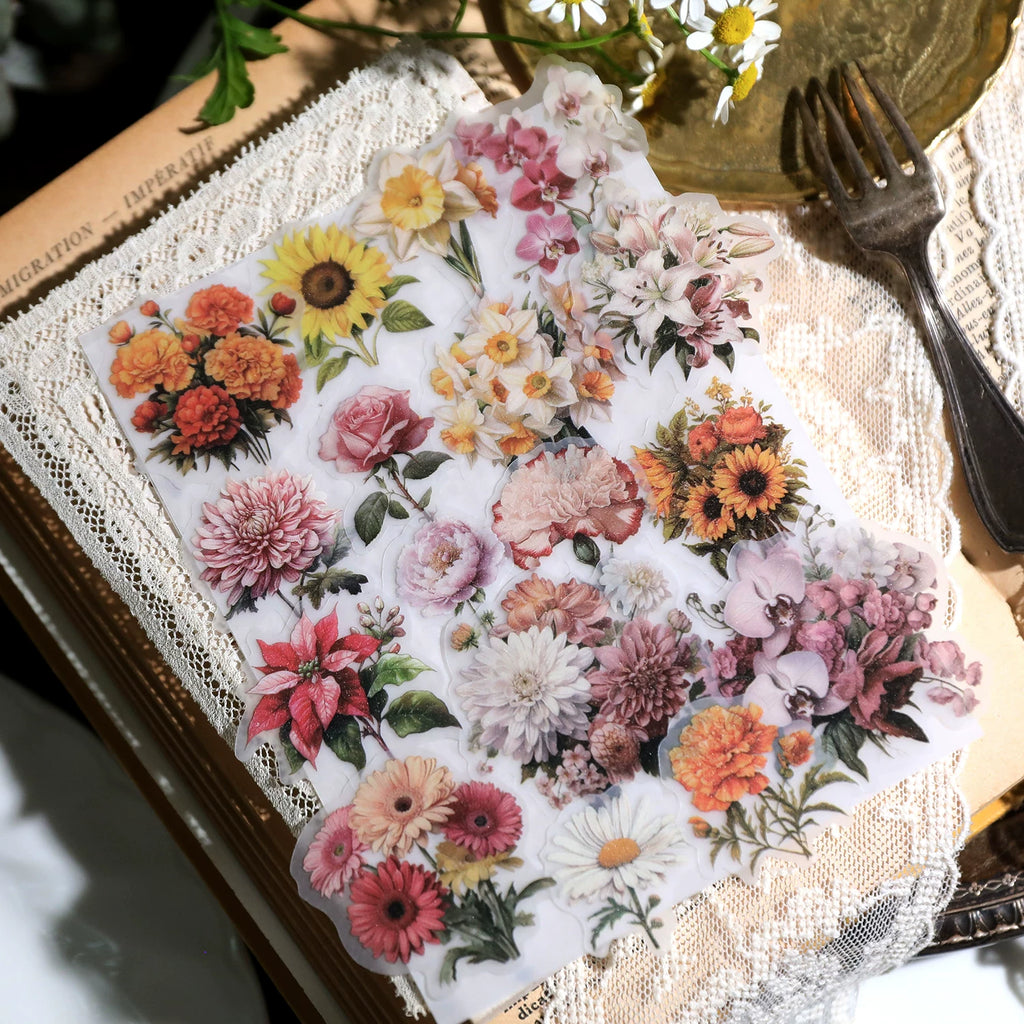 Blooming Flowers Vellum Stickers