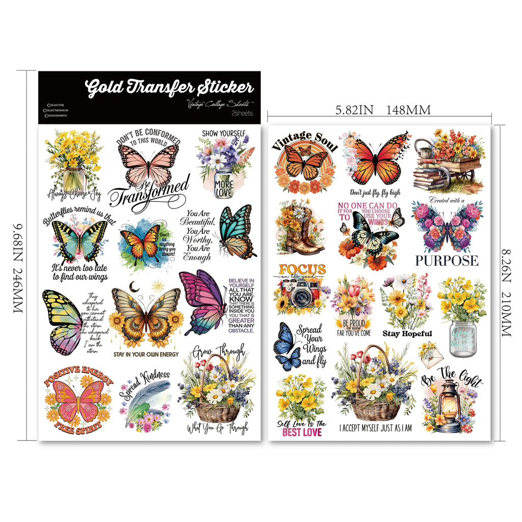 Butterflies Phrases UV-DTF Rub-on Stickers