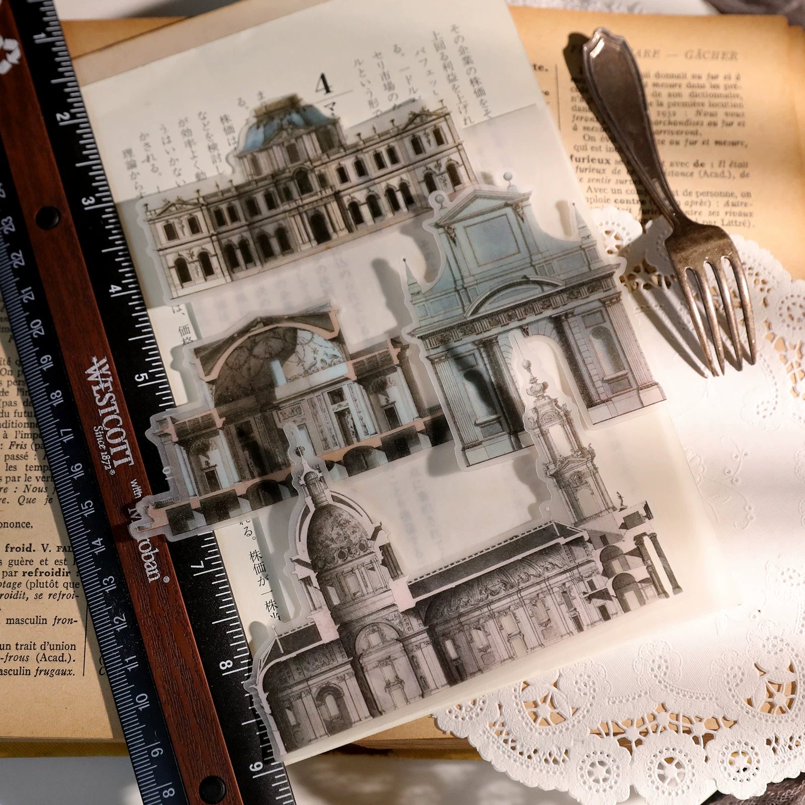 Classical Copperplate Prints Vellum Stickers