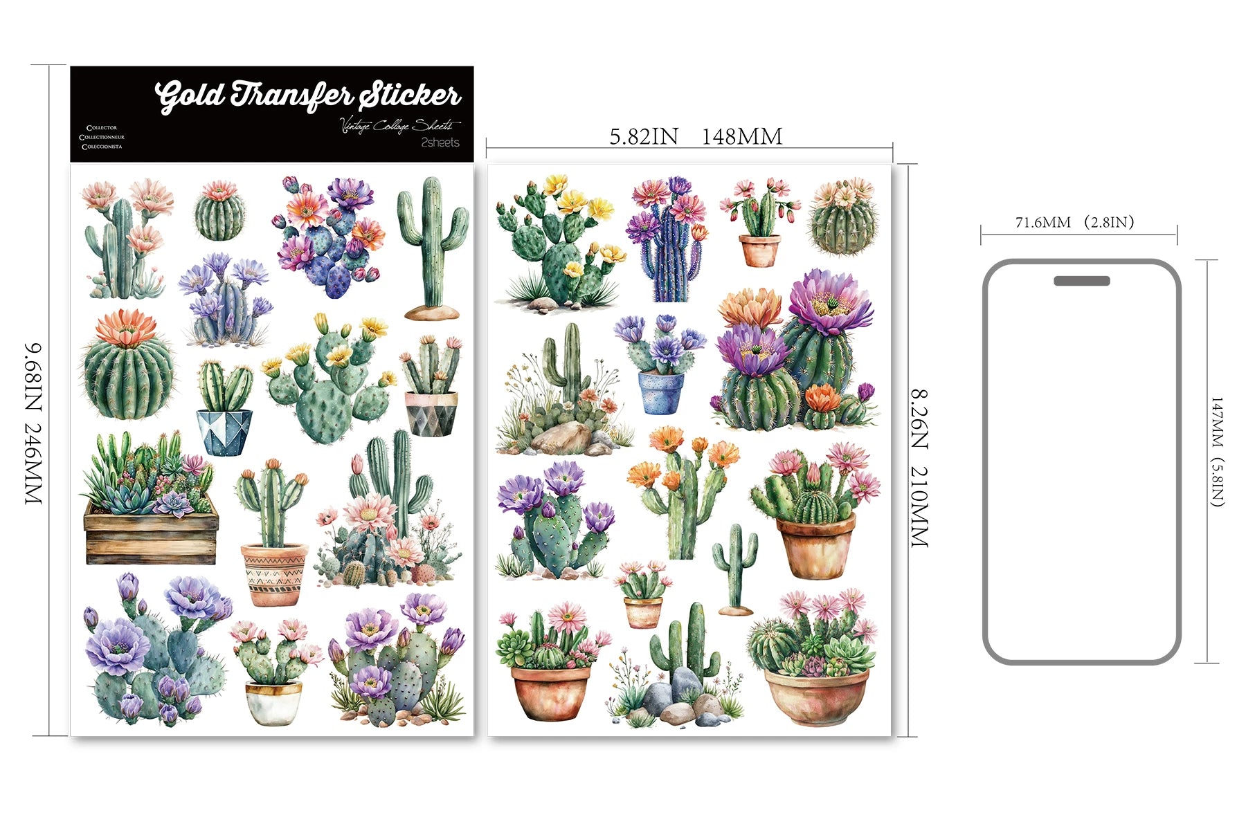 Cactus UV-DTF Rub-on Stickers