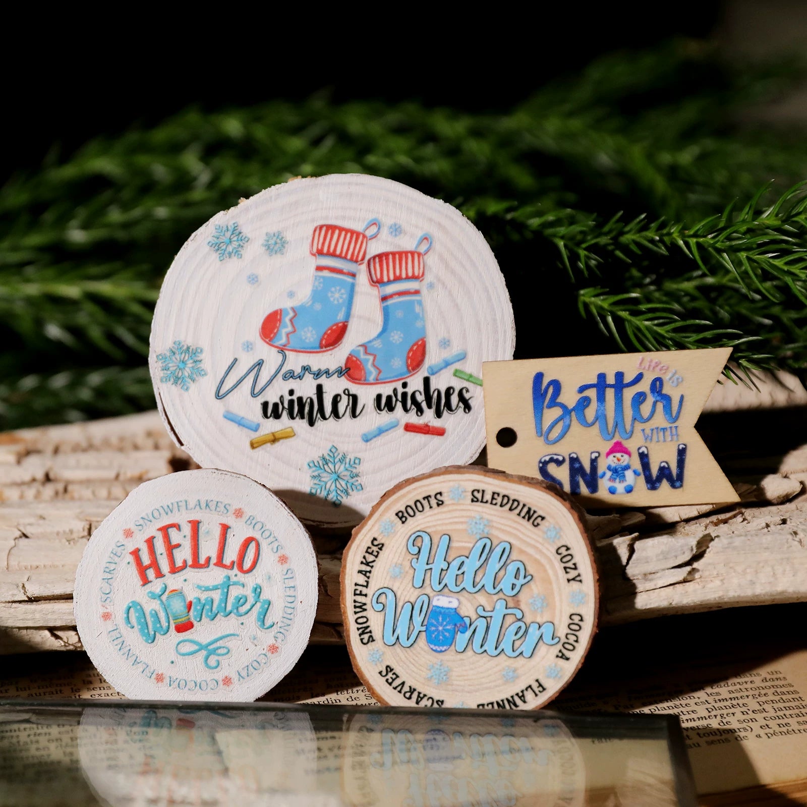 Christmas Snow UV-DTF Rub-on Stickers