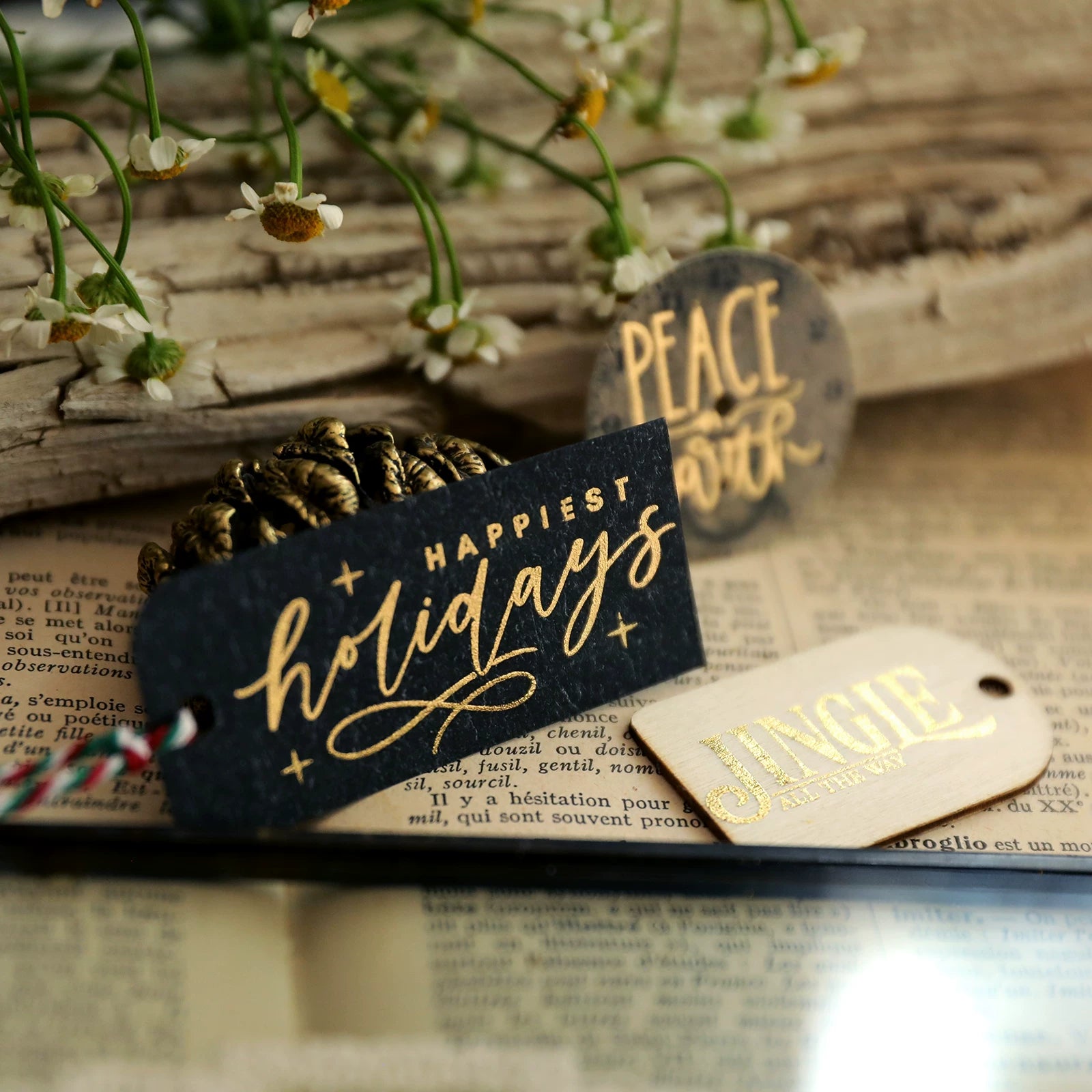 Gold Foil Christmas Rub-on Transfer Stickers