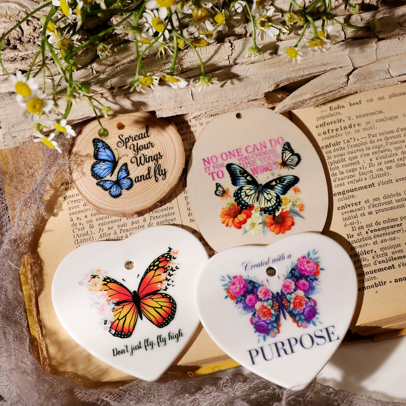 Butterflies Phrases UV-DTF Rub-on Stickers