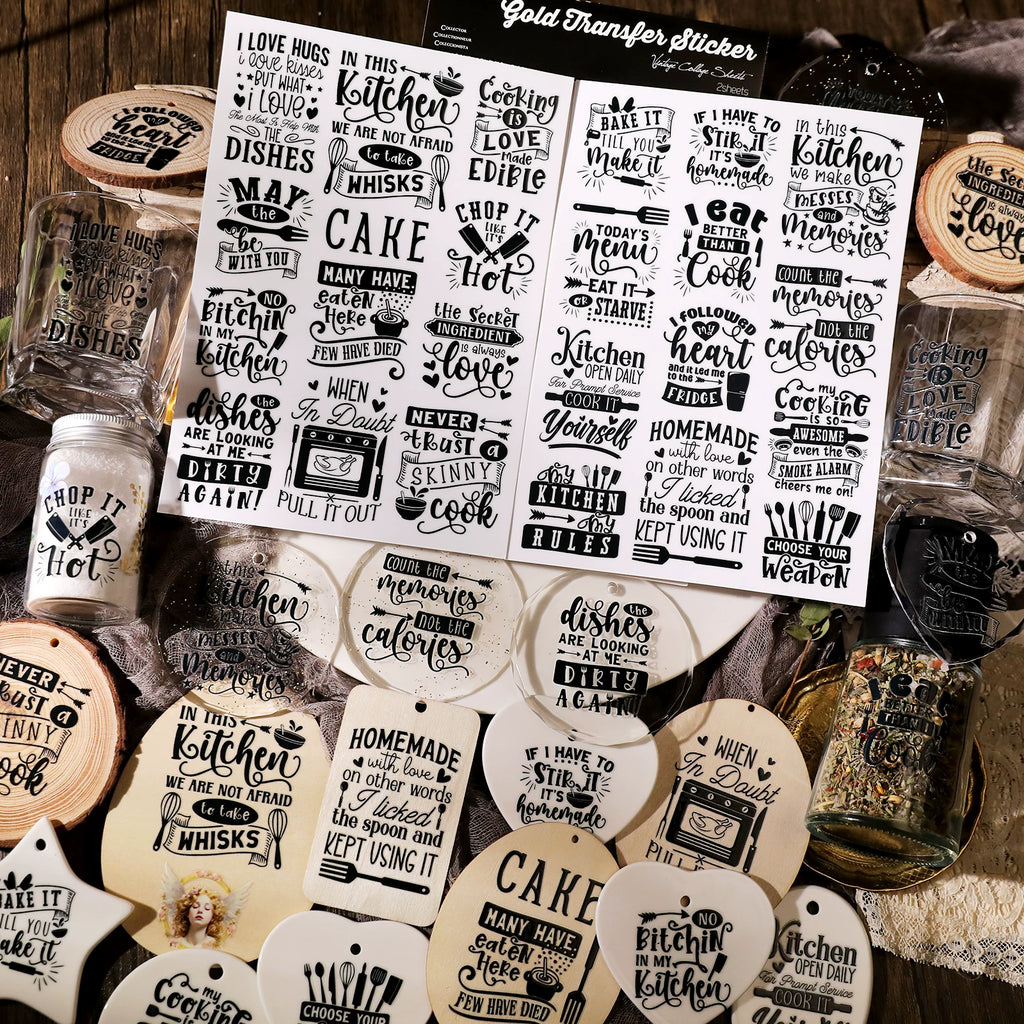 Kitchen Phrases UV-DTF Rub-on Stickers