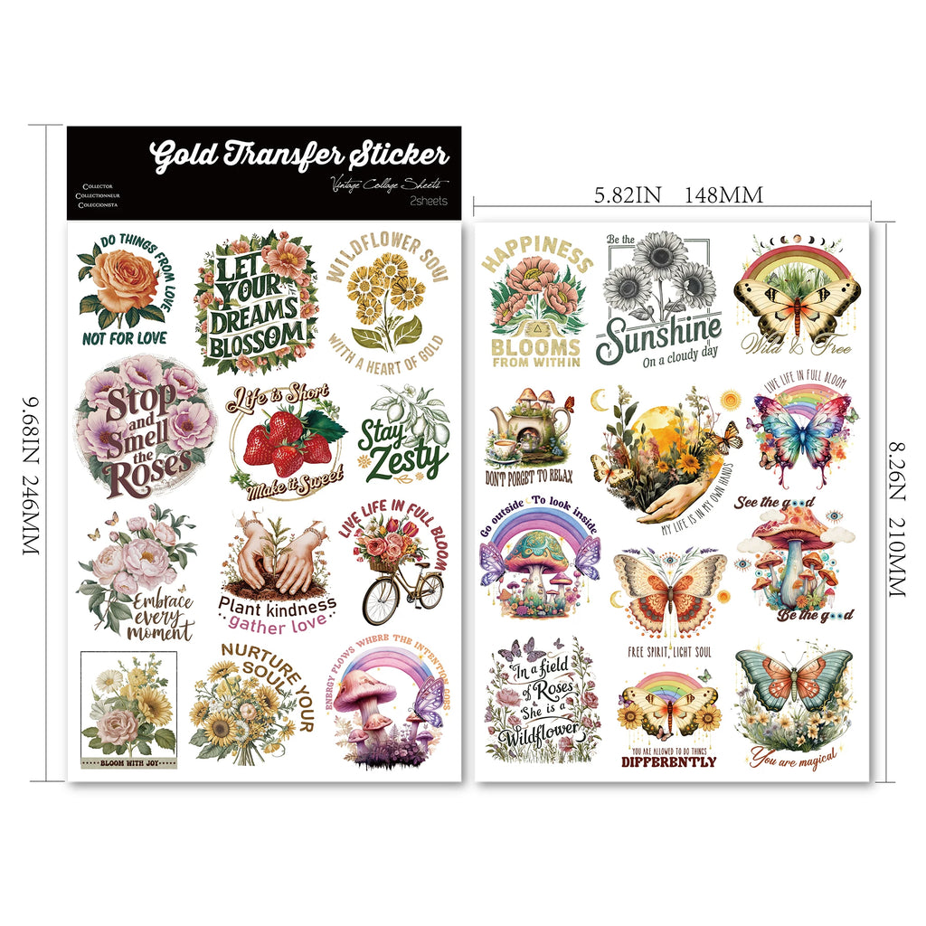 Flower Inspirational Phrases UV-DTF Rub-on Stickers