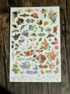 Flower Embroidery Matte Rub-on Transfers 1 Sheet