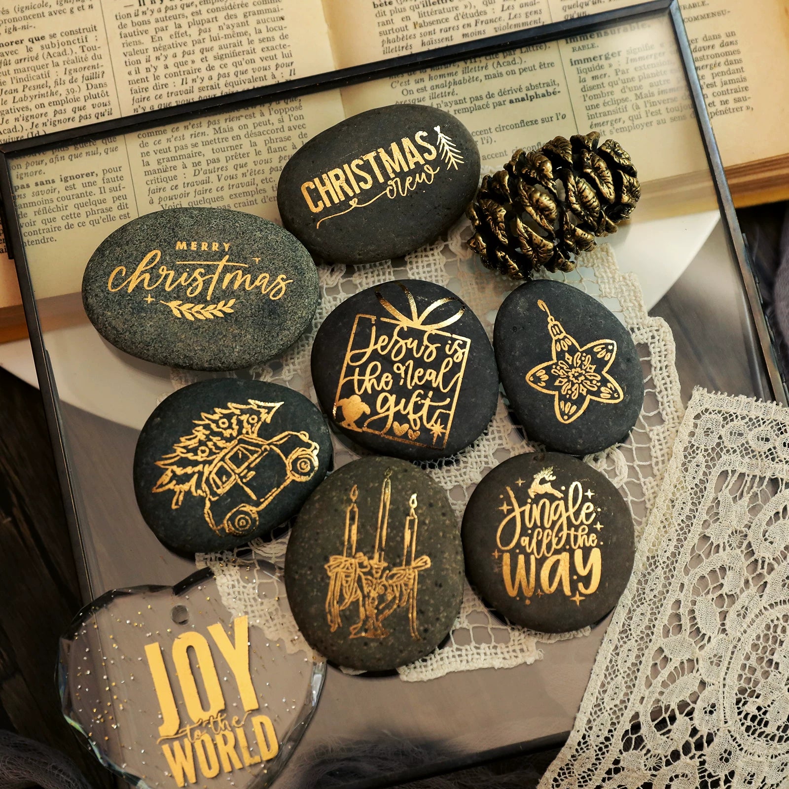 Gold Foil Christmas Rub-on Transfer Stickers
