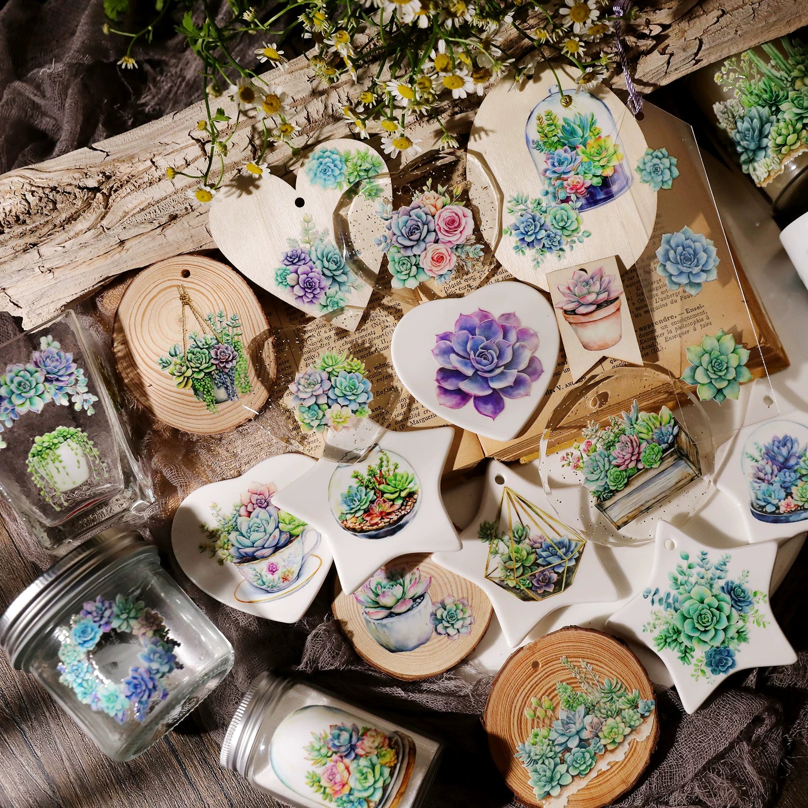 Succulents UV-DTF Rub-on Stickers