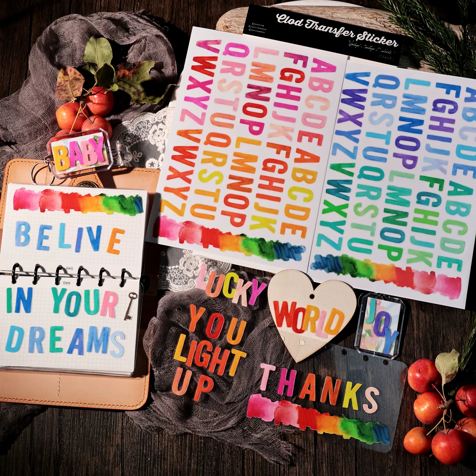 Color Alphabet UV-DTF Rub-on Stickers
