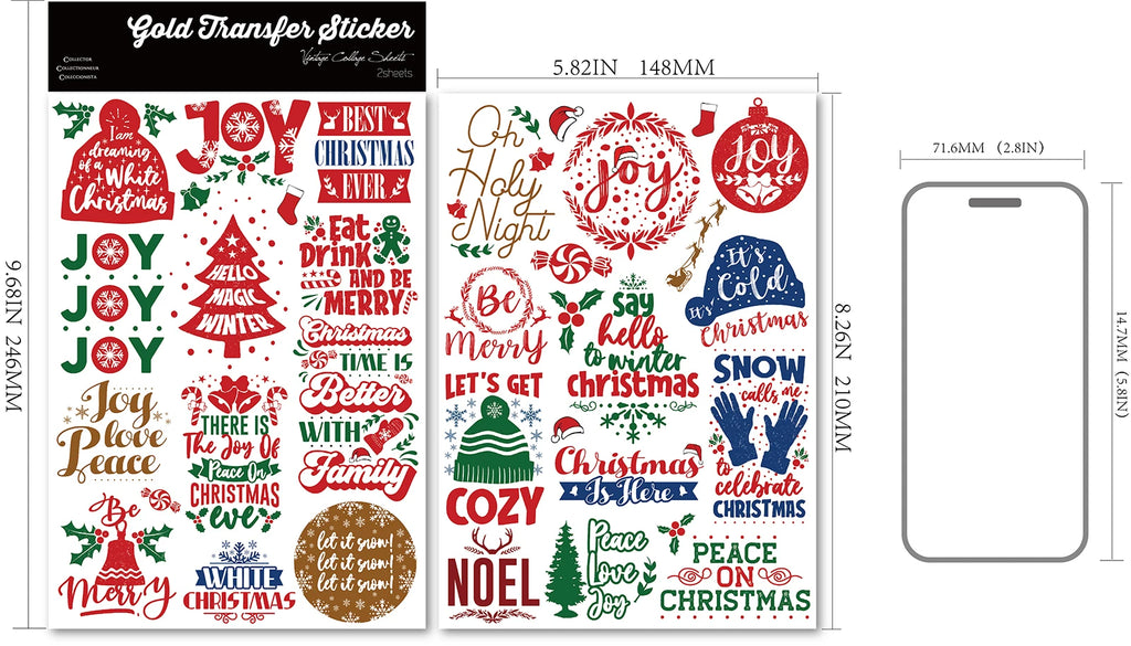 Christmas Hat Quotes UV-DTF Rub-on Stickers