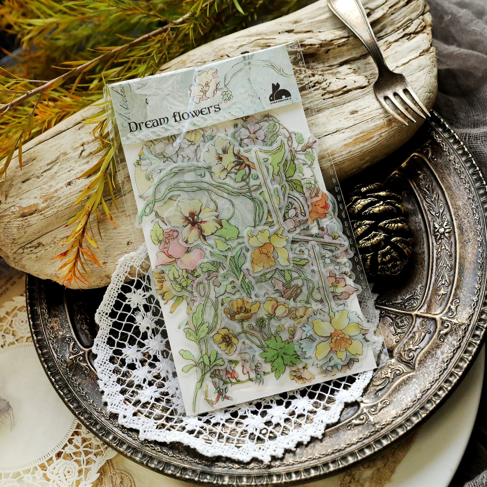 Vintage Watercolor Flowers Vellum Stickers