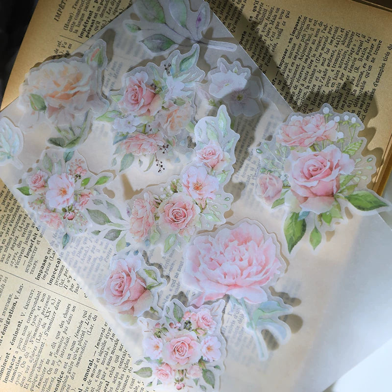 Pink Roses Vellum Stickers