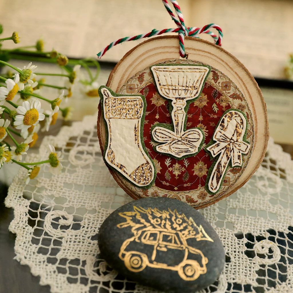 Gold Foil Christmas Rub-on Transfer Stickers