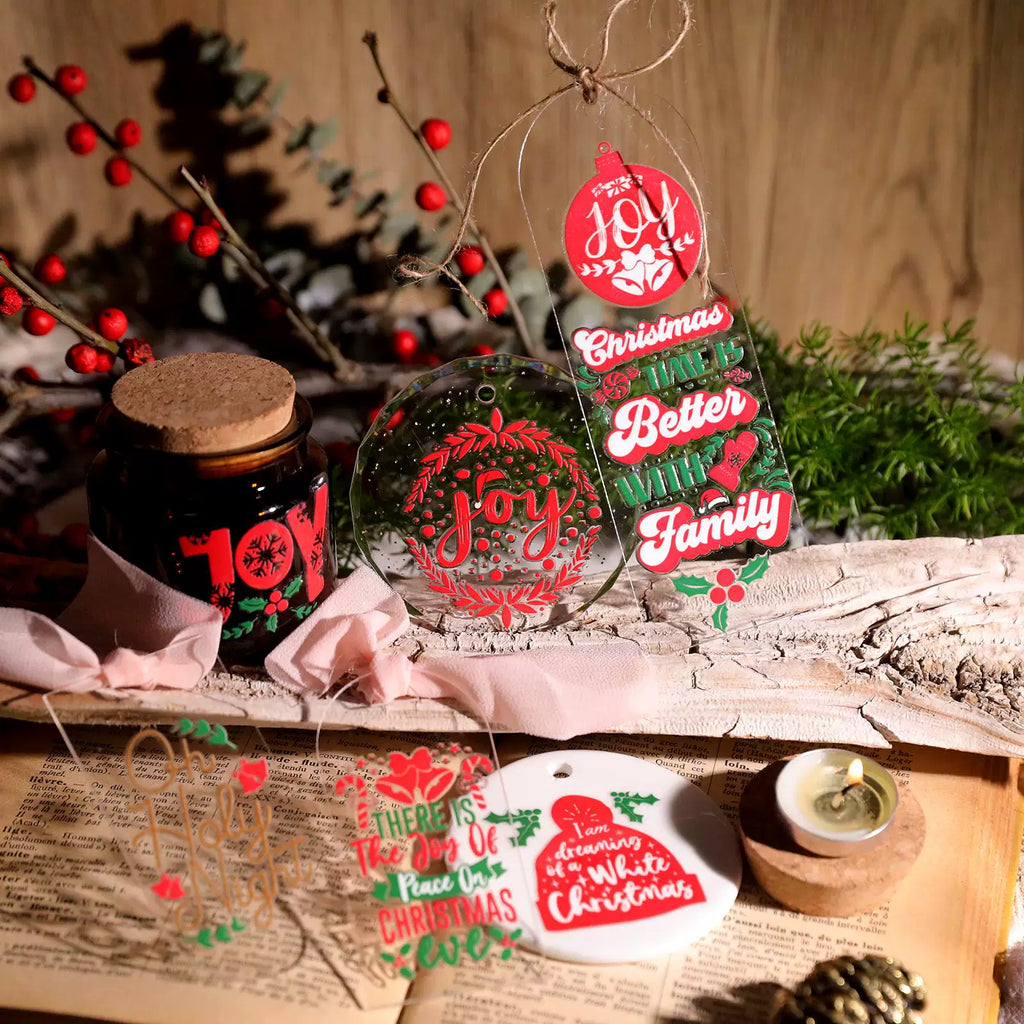 Christmas Hat Quotes UV-DTF Rub-on Stickers