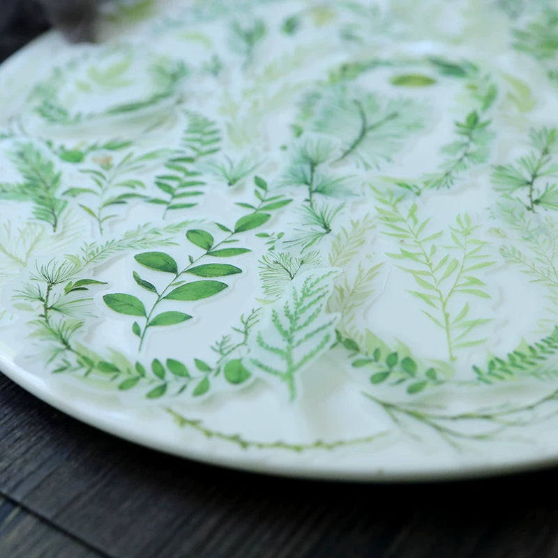 Fresh Green Leaves Vellum Stickers