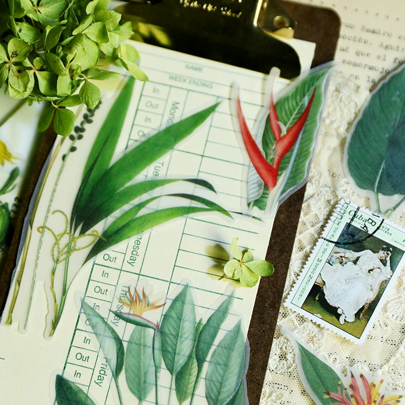 Tropical Plants and Butterflies Vellum Stickers